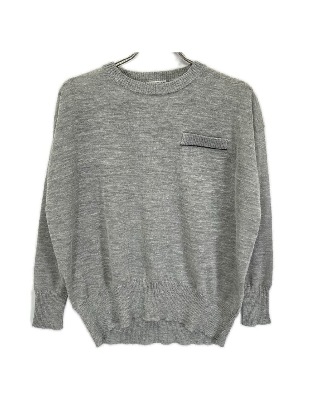 Brunello Cucinelli Gray Linen Blend Long Sleeve Sheer Glitter Knit XXS Sweater